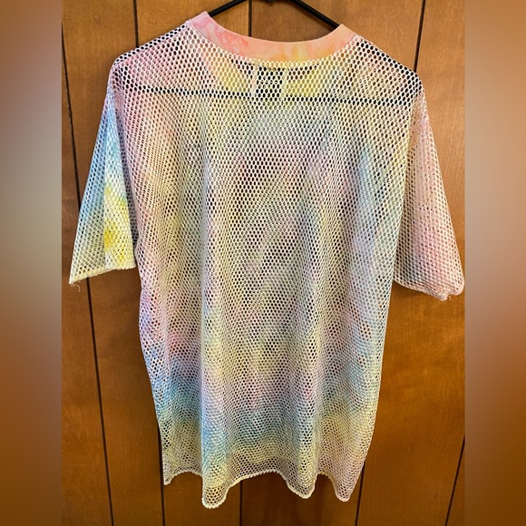UNIF Rare HTF Mesh Sheer Rainbow Pastel Tie Dye Relapse Mesh T-Shirt Tee Top L - Picture 5 of 5